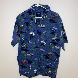 David Carey Originals Ford Mustang Button Down Shirt Men’s L Boss‎ Floral Aloha